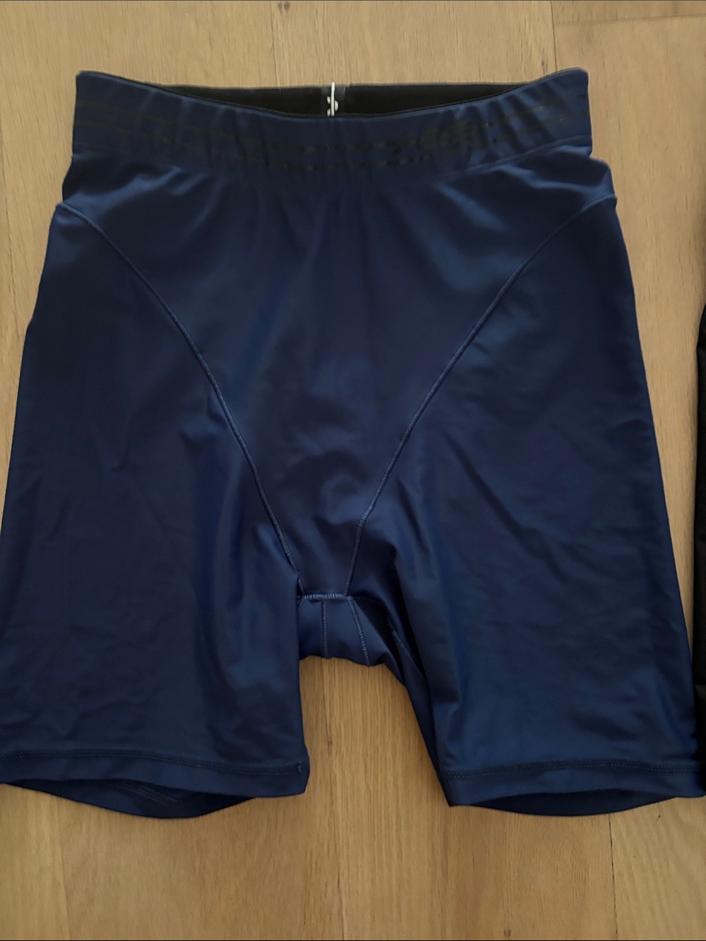 Adam Selman French Cut Athletic Compression Shorts - Navy & Black - Picture 2 of 7